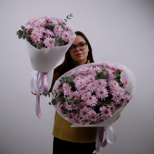 Моно букет з кущової хризантеми
